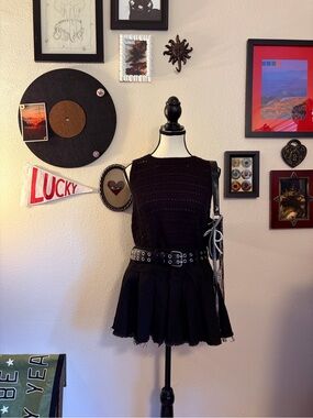 SO Crochet Tank Top Black